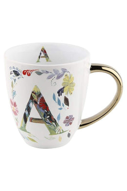 Floral Alphabet Ceramic Mug